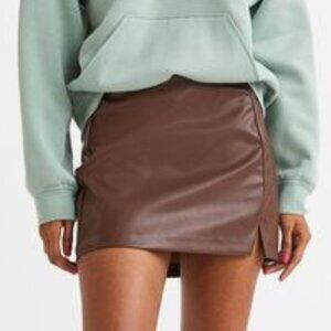 NWT H&M Brown leather skirt